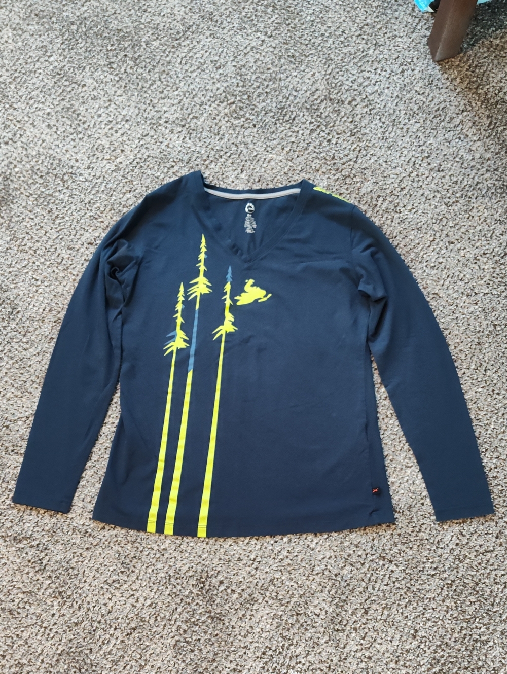 Women's Ski-doo Long-Sleeve V-Neck Top with Neon Yellow Tree Graphic